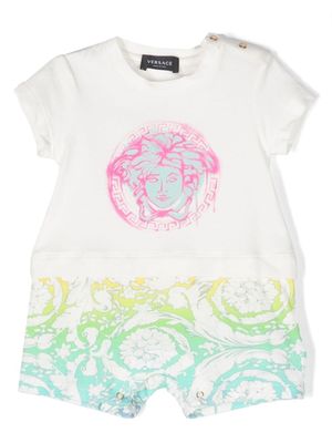 Versace Kids combinaison en coton à logo imprimé - Blanc