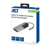 ACT AC7021 USB-C naar HDMI female adapter met PD Pass-Through, 4K, USB-A , USB-C port, kaartlezer - thumbnail