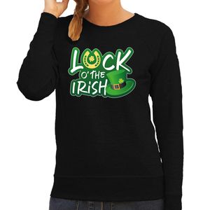 Luck of the Irish feest sweater/ outfit zwart voor dames - St. Patricksday 2XL  -