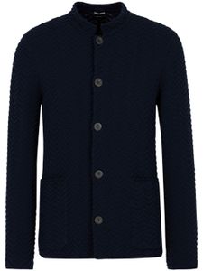 Giorgio Armani cardigan à motif zig-zag brodé - Bleu