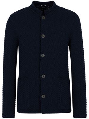 Giorgio Armani cardigan à motif zig-zag brodé - Bleu