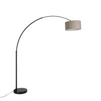 QAZQA Moderne booglamp zwart met boucle kap taupe 50 cm - XXL
