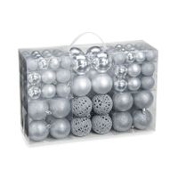 100x stuks kunststof kerstballen zilver 3, 4 en 6 cm   -