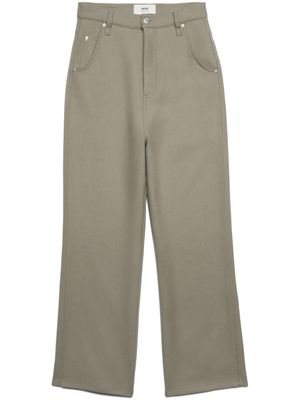 AMI Paris pantalon en laine vierge à coupe droite - Vert
