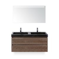 Dante Badmeubelset 120 cm - Tabacco - Wastafel Hardsteen Wit Lucca Dubbel - met Sence Spiegel