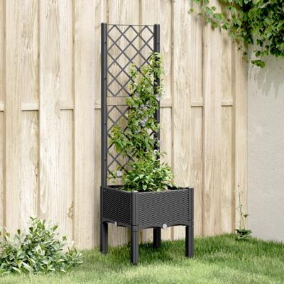 VidaXL Plantenbak met latwerk 40x40x142 cm polypropeen zwart