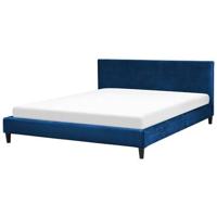 Beliani - FITOU - Tweepersoonsbed - Blauw - 180 x 200 cm - Fluweel