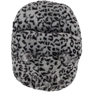 Grote voetenwarmer slof cheetah print grijs one size 30 x 27 cm