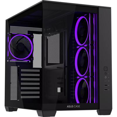 ASUS a32 plus midi tower behuizing (zwart | 2x usb-a | 1x usb-c | rgb | tempered glass)
