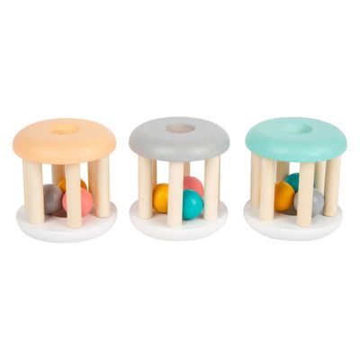 Small Foot houten baby ratel pastel, 3st.