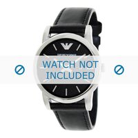 Armani horlogeband AR1693 Leder Zwart 18mm + zwart stiksel - thumbnail