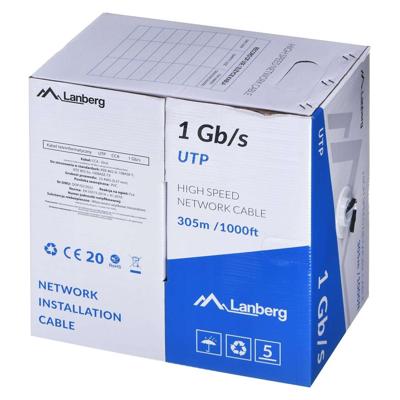 LANBERG UTP KABEL 1GB/S 305M DRAAD CCA ZWART