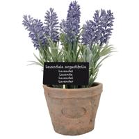 True to Nature Kunstplant - lavendel - in terracotta pot - 23 cm   -