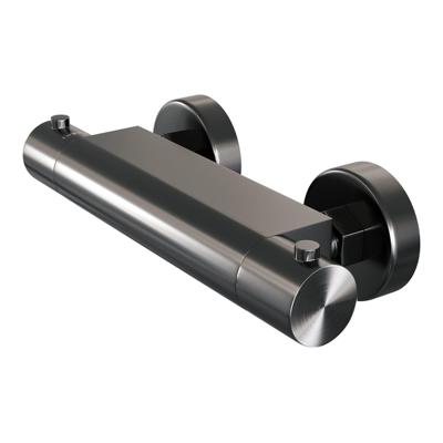 Brauer Gunmetal Edition Thermostaatkraan opbouw - 2 gladde knoppen - PVD - geborsteld gunmetal 5-GM-234