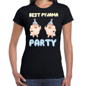 Verkleed T-shirt voor dames - best pyjama party - zwart - carnaval - foute party