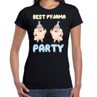 Verkleed T-shirt voor dames - best pyjama party - zwart - carnaval - foute party - thumbnail