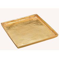 Vierkant kaarsenbord/kaarsenplateau goud van metaal 30 x 30 x 2 cm - Kaarsenplateaus - thumbnail