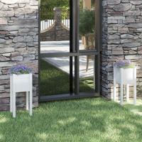 VidaXL Plantenbakken 2 st 31x31x70 cm massief grenenhout wit