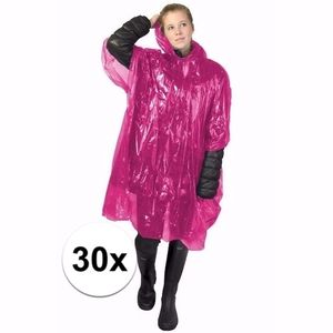 30x wegwerp regenponcho roze