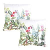 HAES DECO - Set van 2 Sierkussenhoezen - 40x40 cm - 100% Katoen - Jungle Botanics