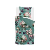 BYRKLUND Dekbedovertrek Flowers United Turquoise 140 x 220 cm - thumbnail
