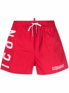 DSQUARED2 short de bain à logo imprimé - Rouge