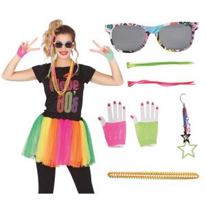 Verkleed Carnaval set - voor dames - 8-delig - fouten party/jaren 80