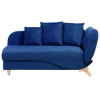 Beliani MERI - Chaise longue-Blauw-Fluweel - thumbnail