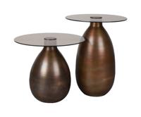 Dutchbone Ronde Bijzettafel 'Selene' Glas, Set van 2 stuks
