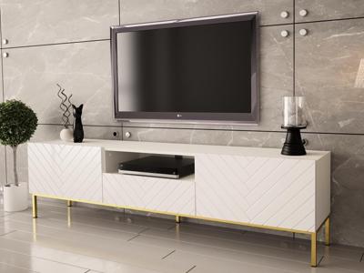 Tv-meubel GINETTE 2 deuren 1 lade wit/hoogglans wit