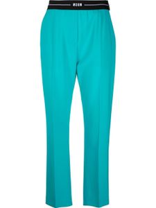 MSGM pantalon de tailleur à bande logo - Bleu