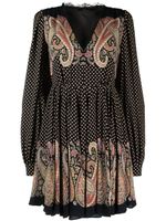 ETRO robe évasée bordée de dentelle à pois - Noir