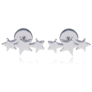 Mendes Triple Star Stud oorbellen Titanium Zilver