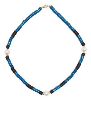A Sinner in Pearls collier serti de coquillages et de perles d'eau douce - Bleu