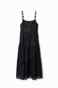 Maxi-jurk met broderie anglaise - BLACK - M