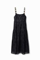 Maxi-jurk met broderie anglaise - BLACK - M