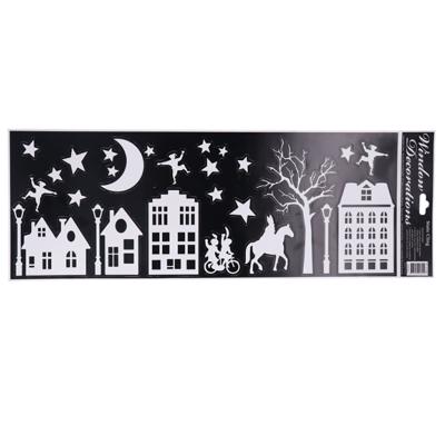 Kerst raamstickers Huisjes met maan - vel van 34 x 28 cm - raamdecoratie Kerst raamstickers Huisjes met maan - vel van 34 x 28 cm - raamdecoratie