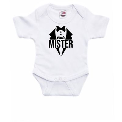 Little mister cadeau baby rompertje wit jongens