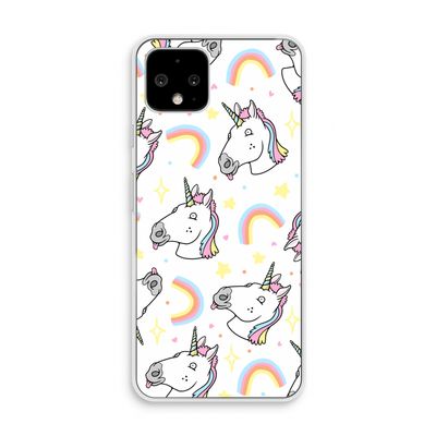 Rainbow Unicorn: Pixel 4 Transparant Hoesje