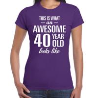 Awesome 40 year - geweldige 40 jaar cadeau t-shirt - paars - voor dames - Verjaardag cadeau