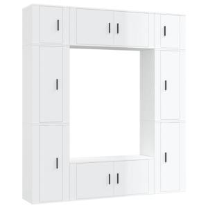 The Living Store TV Meubelset - Hoogglans wit - 2x 100x34.5x40 cm - 4x 40x34.5x80 cm - 2x 40x34.5x40 cm