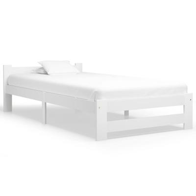 Bedframe massief grenenhout wit 90x200 cm