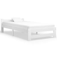 Bedframe massief grenenhout wit 90x200 cm