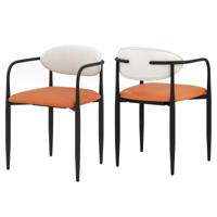 2-delige set Eetkamerstoelen met Gestoffeerde Zitting en Rugleuning Gestoffeerde Stoelen voor de Keuken