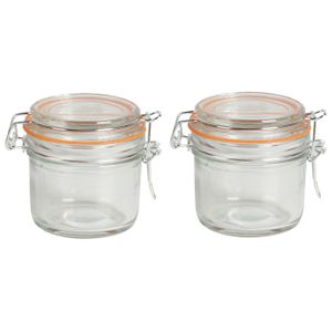 Voorraadpot/bewaarpot - 2x - 200 ml - glas - met beugelsluiting - D8 x H8 cm