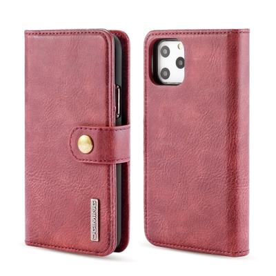 Dg. MING Crazy Horse textuur Flip afneembare magnetische lederen draagtas met houder & kaartsleuven & portemonnee voor iPhone 11 Pro (rood)