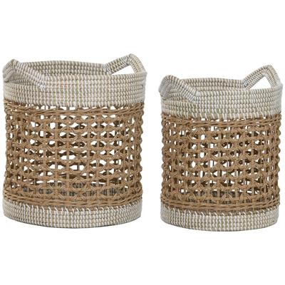 Basket spelset Home ESPRIT Wit Natuurlijk Papier Zeegras (2 Onderdelen)