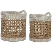 Basket spelset Home ESPRIT Wit Natuurlijk Papier Zeegras (2 Onderdelen)