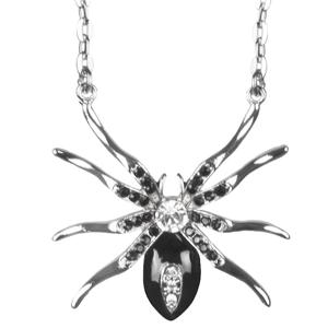 Carnaval/verkleed accessoires Heksen/halloween sieraden - ketting met Spin - zilver - kunststof