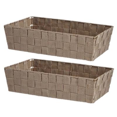 Kast/badkamer opbergmandjes - Set van 2x stuks - beige - 34 x 21 x 8,5 cm - opbergmanden